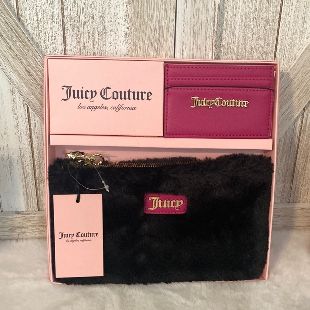 Juicy Couture Faux Fur Wristlet with Card Case